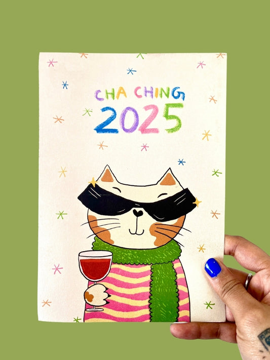 New year cat 2025 postcard